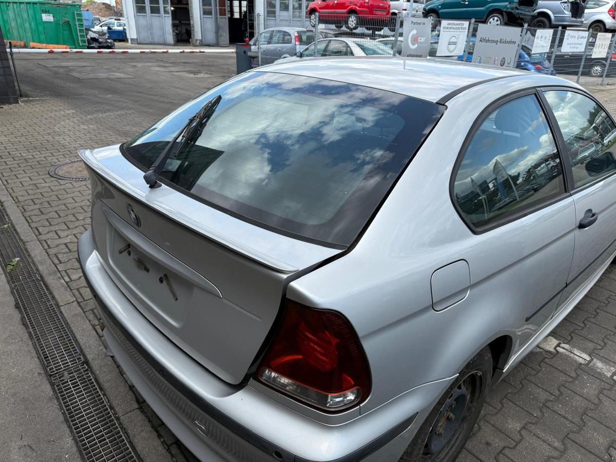 BMW E46 Compact original Heckklappe mit Heckscheibe 354 Titansilber Rohbau BJ03